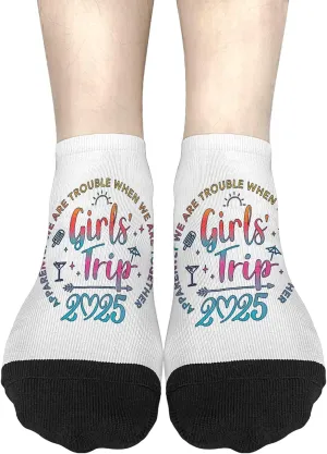 Cute Sock For Women Womens No Show Socks, Tie Dye Girls Trip 2025 Trouble When We Are Together Sock, Funny Gifts For Friends