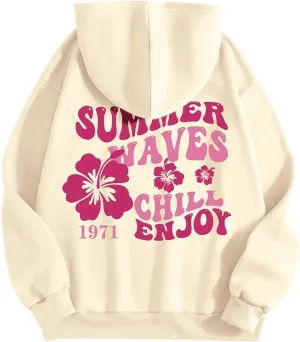 Cute Sweatshirts Hoodie Womens Sweatshirt Graphic Oversized Casual Long Sleeve Hoodies Letter Print Drawstring Pullover Tops with Pocket Warehouse Amazon Warehouse