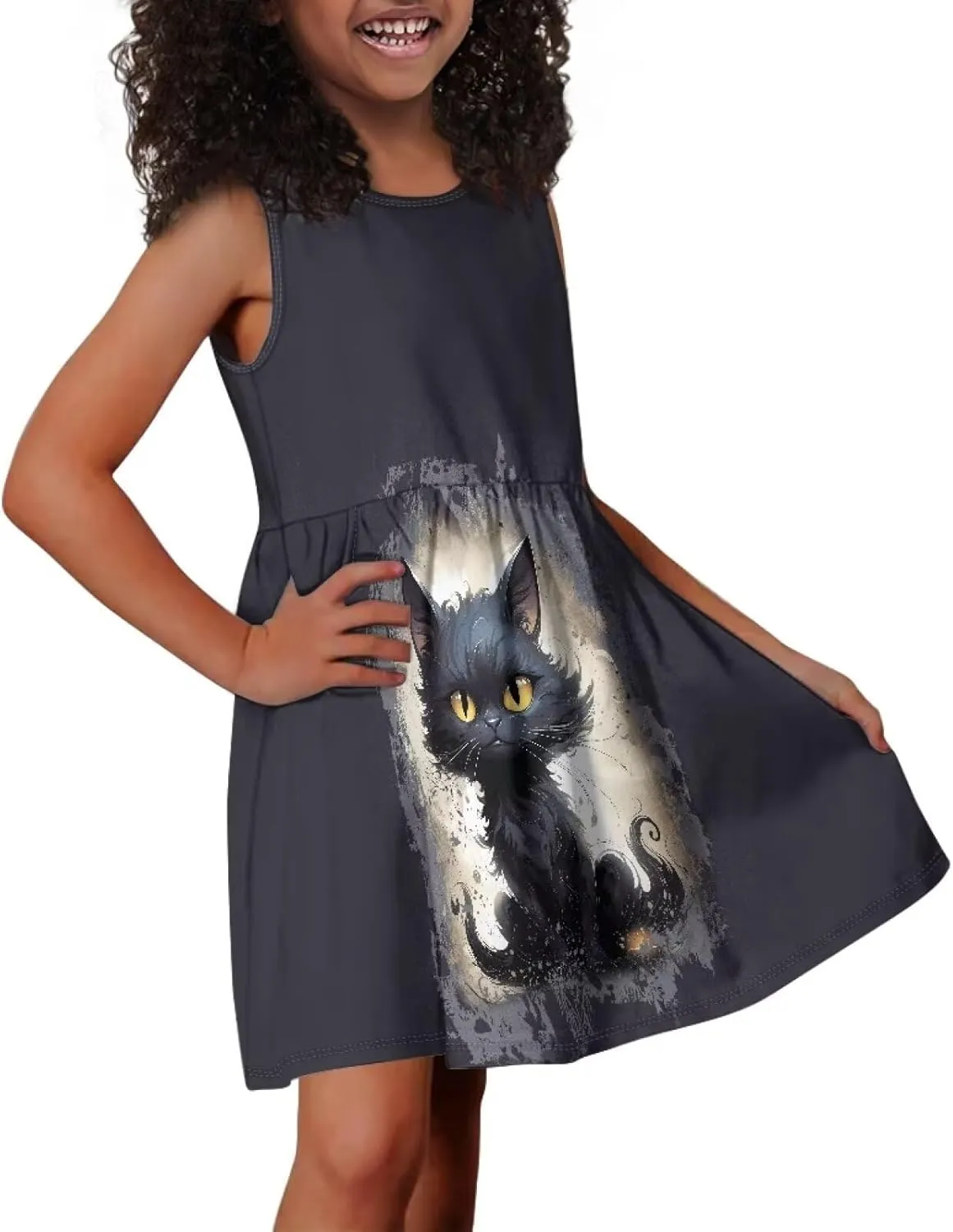 Dresses for Girls 2-14 Kids Summer Beach Sundress Casual Flared Skater Dress A Line School Party Dresses