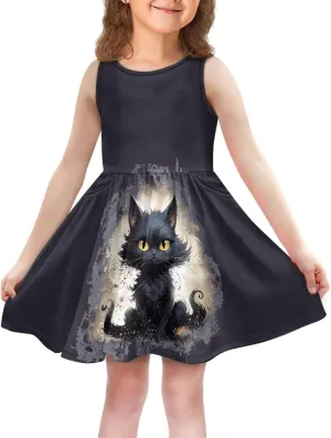 Dresses for Girls 2-14 Kids Summer Beach Sundress Casual Flared Skater Dress A Line School Party Dresses