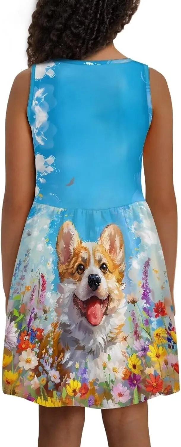 Dresses for Girls 2-14 Kids Summer Beach Sundress Casual Flared Skater Dress A Line School Party Dresses