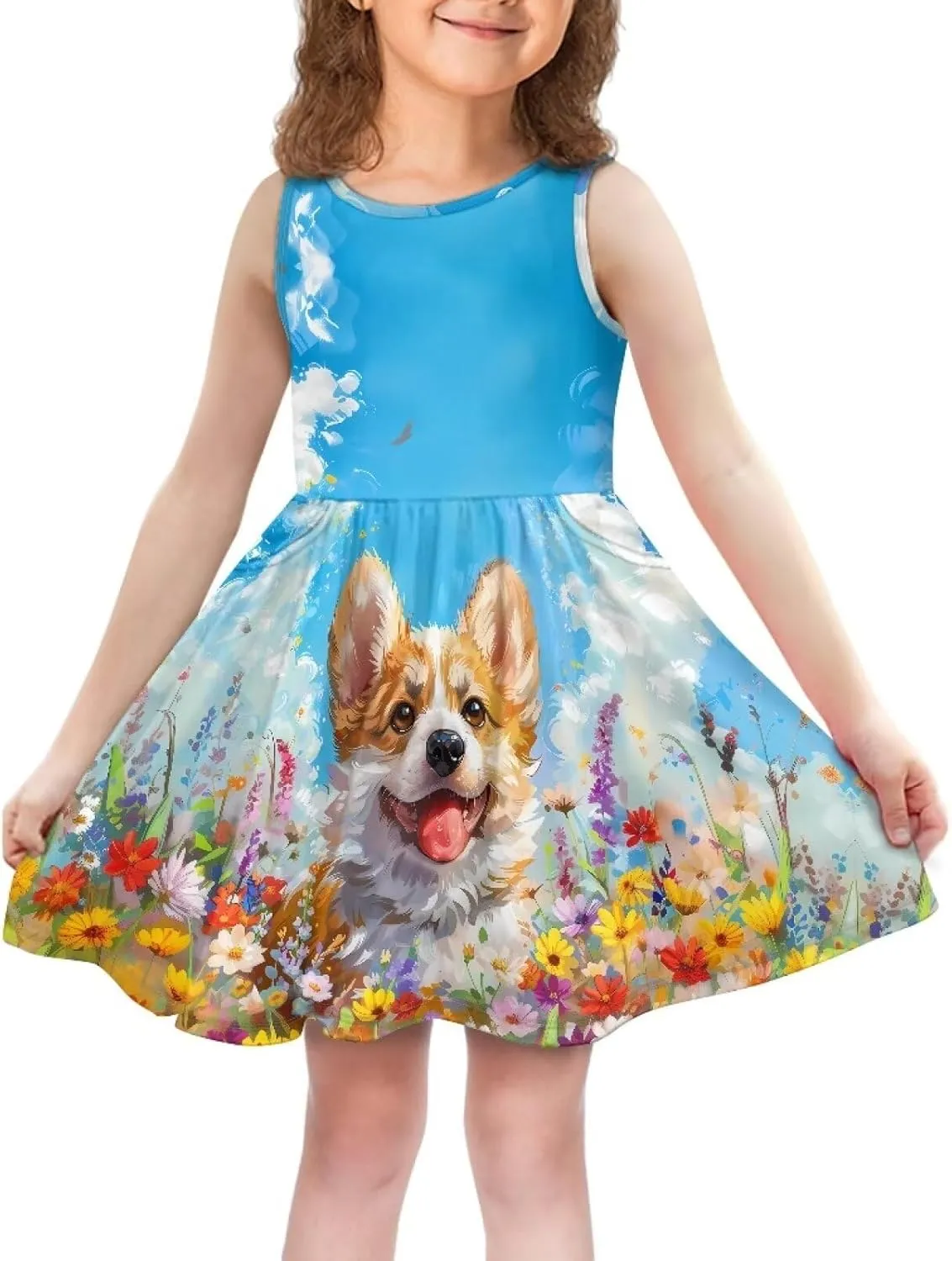 Dresses for Girls 2-14 Kids Summer Beach Sundress Casual Flared Skater Dress A Line School Party Dresses