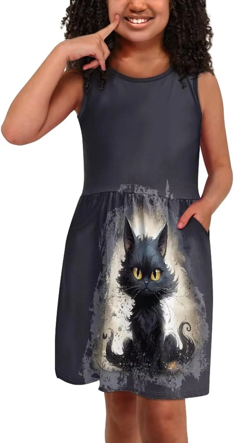 Dresses for Girls 2-14 Kids Summer Beach Sundress Casual Flared Skater Dress A Line School Party Dresses