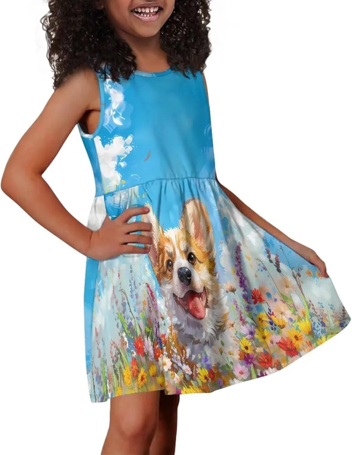 Dresses for Girls 2-14 Kids Summer Beach Sundress Casual Flared Skater Dress A Line School Party Dresses