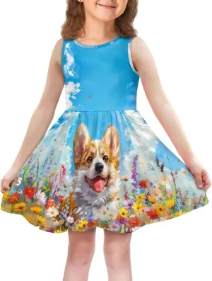 Dresses for Girls 2-14 Kids Summer Beach Sundress Casual Flared Skater Dress A Line School Party Dresses