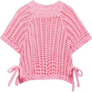 FindThy Womens Chunky Cropped Sweater Vest Side Bow Tie Crew Neck Trendy Pullover Knit Tank Tops