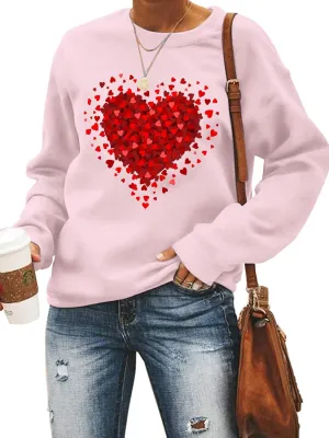 FLORENCE IISA Womens Oversized Graphic Crewneck Sweatshirt Long Sleeve Pullover Tops Heart Print Valentines Sweatshirt