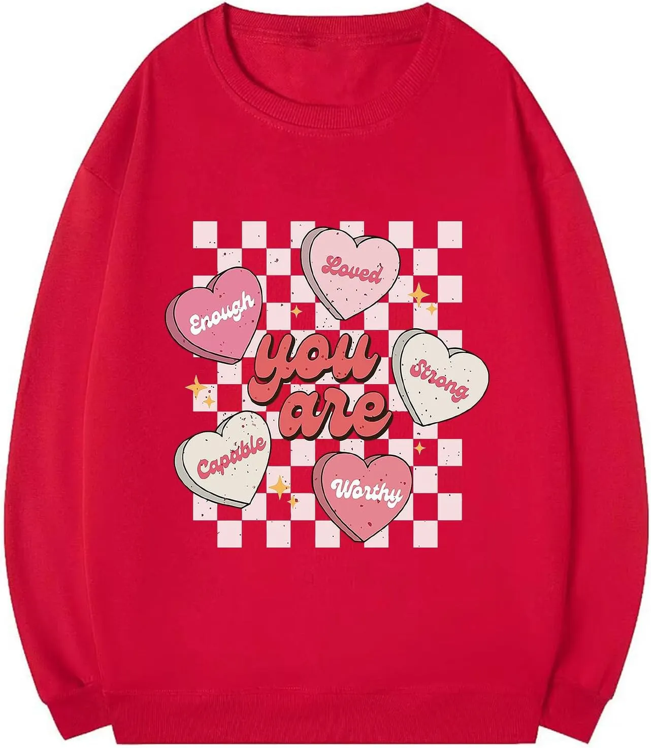 FLORENCE IISA Womens Oversized Graphic Crewneck Sweatshirt Long Sleeve Pullover Tops Heart Print Valentines Sweatshirt