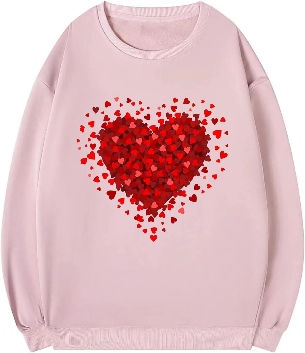 FLORENCE IISA Womens Oversized Graphic Crewneck Sweatshirt Long Sleeve Pullover Tops Heart Print Valentines Sweatshirt