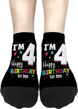 Fun Sock Womens No Show Socks, Kids Four Crossed Out 4th Birthday Sock, Gifts For Men Who Have Everything