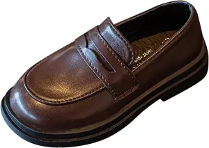 Generic Girls Platform Loafers Solid Color Slip on Leather Shoes School Un𝐢form Dress Shoes Non Slip Comfortable Shoes