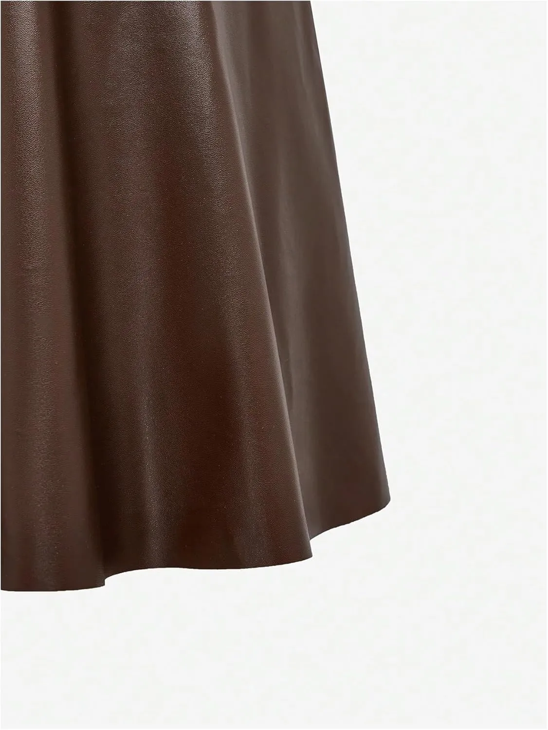 Girl's Faux Leather Pleated Mini Skirt High Waisted Flared Skater Skirts