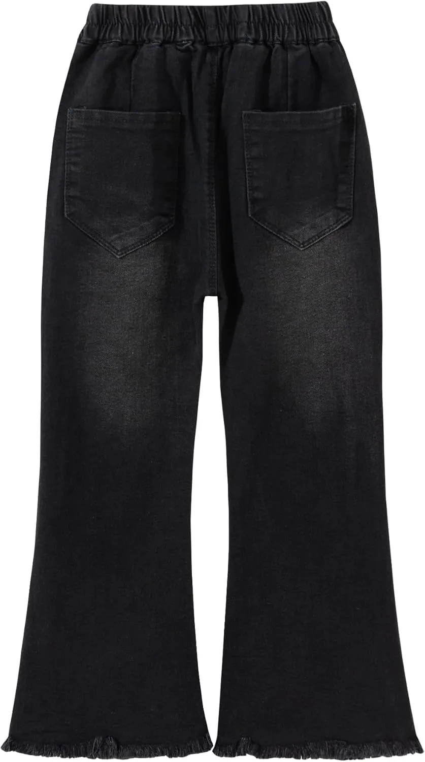 Girls Flare Leg Bell Bottom Jeans Kids Vintage Slim Fit Stretchy Bootcut Denim Pants