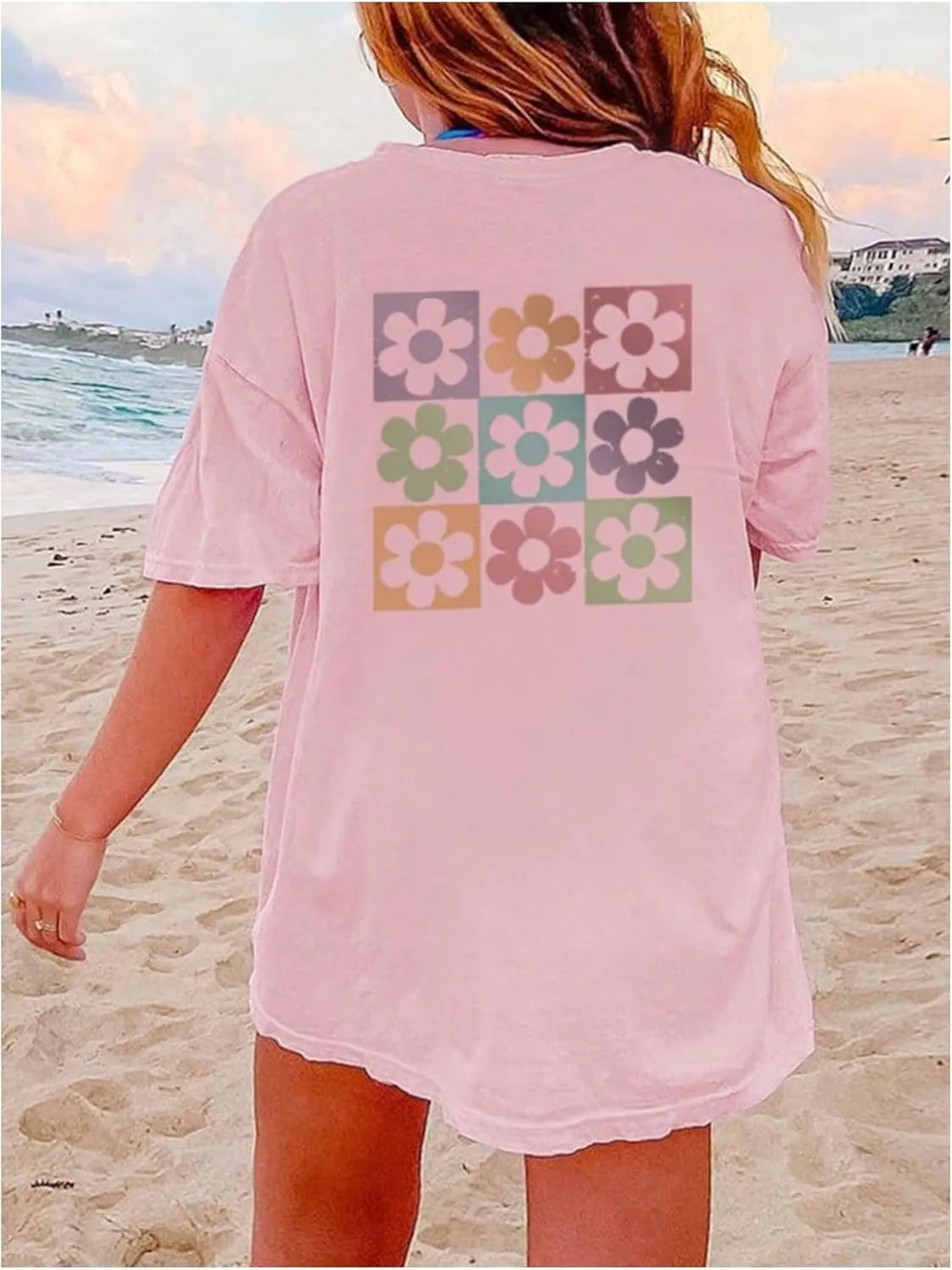 Girl's Floral Graphic Print Cute T Shirts Crew Neck Short Sleeve Clothes Loose Summer Cute Tops for Girls