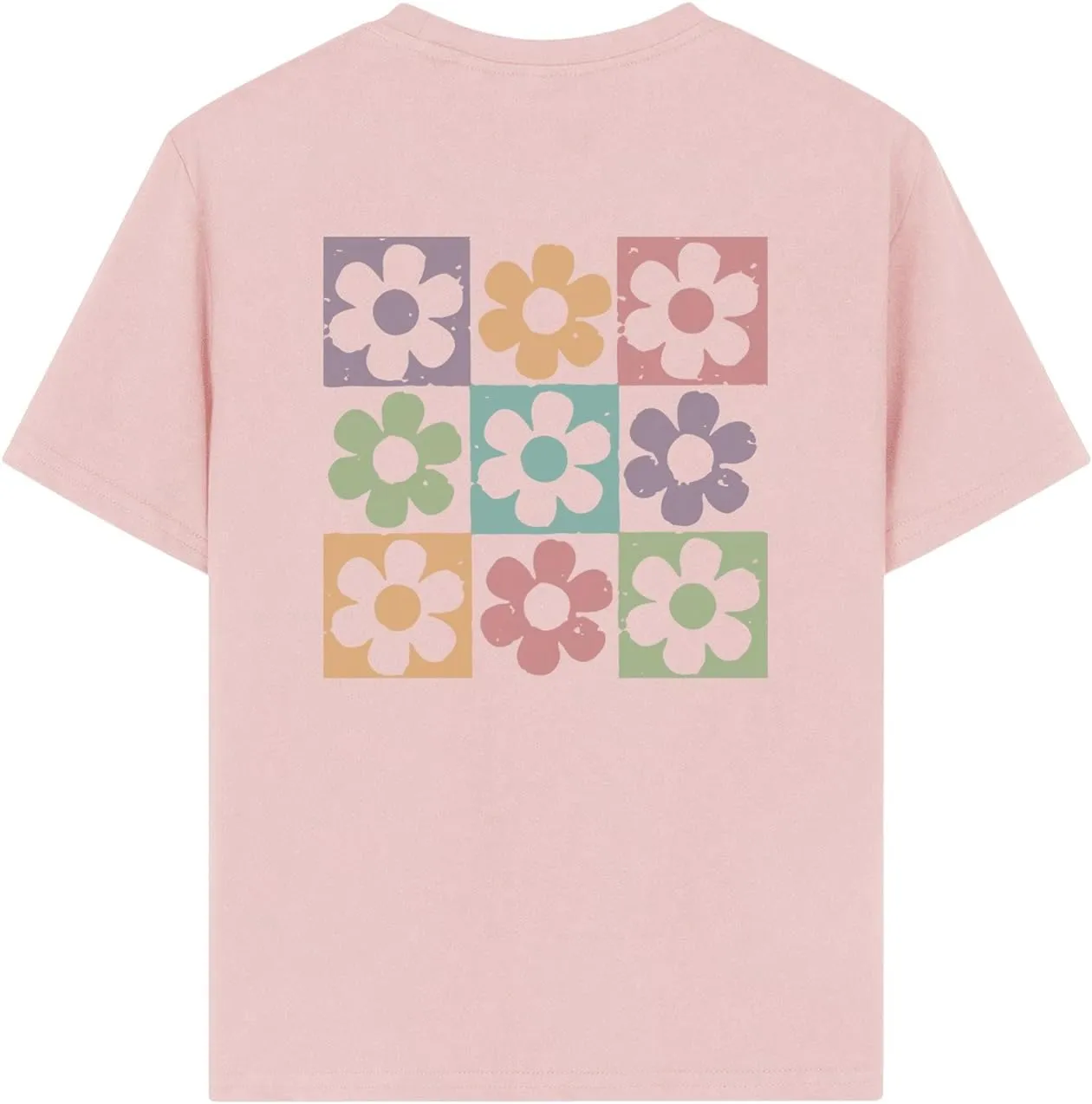 Girl's Floral Graphic Print Cute T Shirts Crew Neck Short Sleeve Clothes Loose Summer Cute Tops for Girls