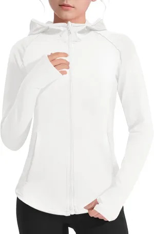 Girls Lightweight Jacket Long Sleeve Zip Up Athletic Hoodie Top UPF50  Fishing Hiking Sun Protection Outwear