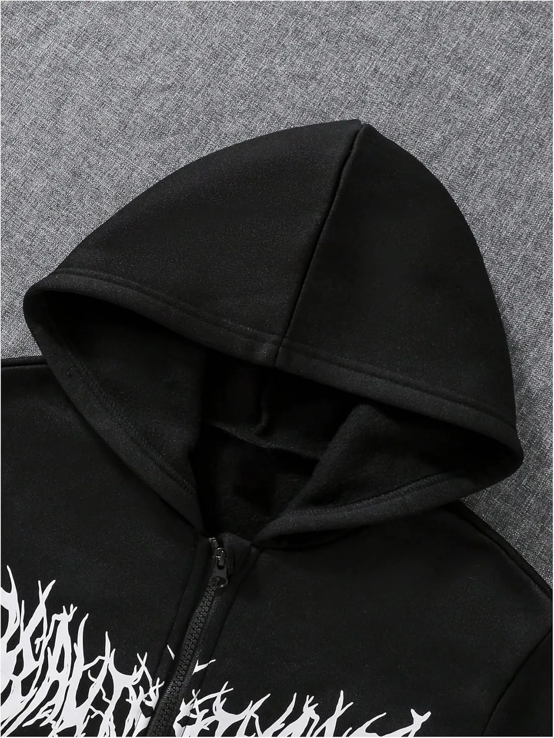 GORGLITTER Boy's Letter Graphic Kangaroo Pocket Sweatshirt Long Sleeve Zip Up Hoodie