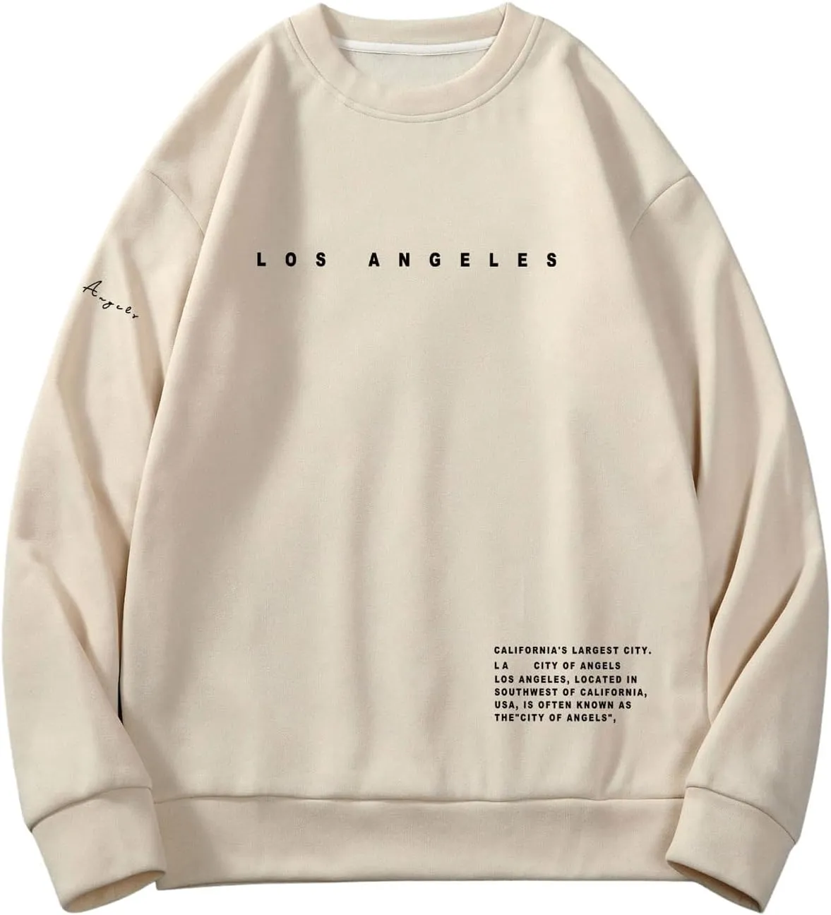 GORGLITTER Men's Letter Graphic Sweatshirt Crewneck Oversized Long Sleeve Drop Shoulder Pullover Top