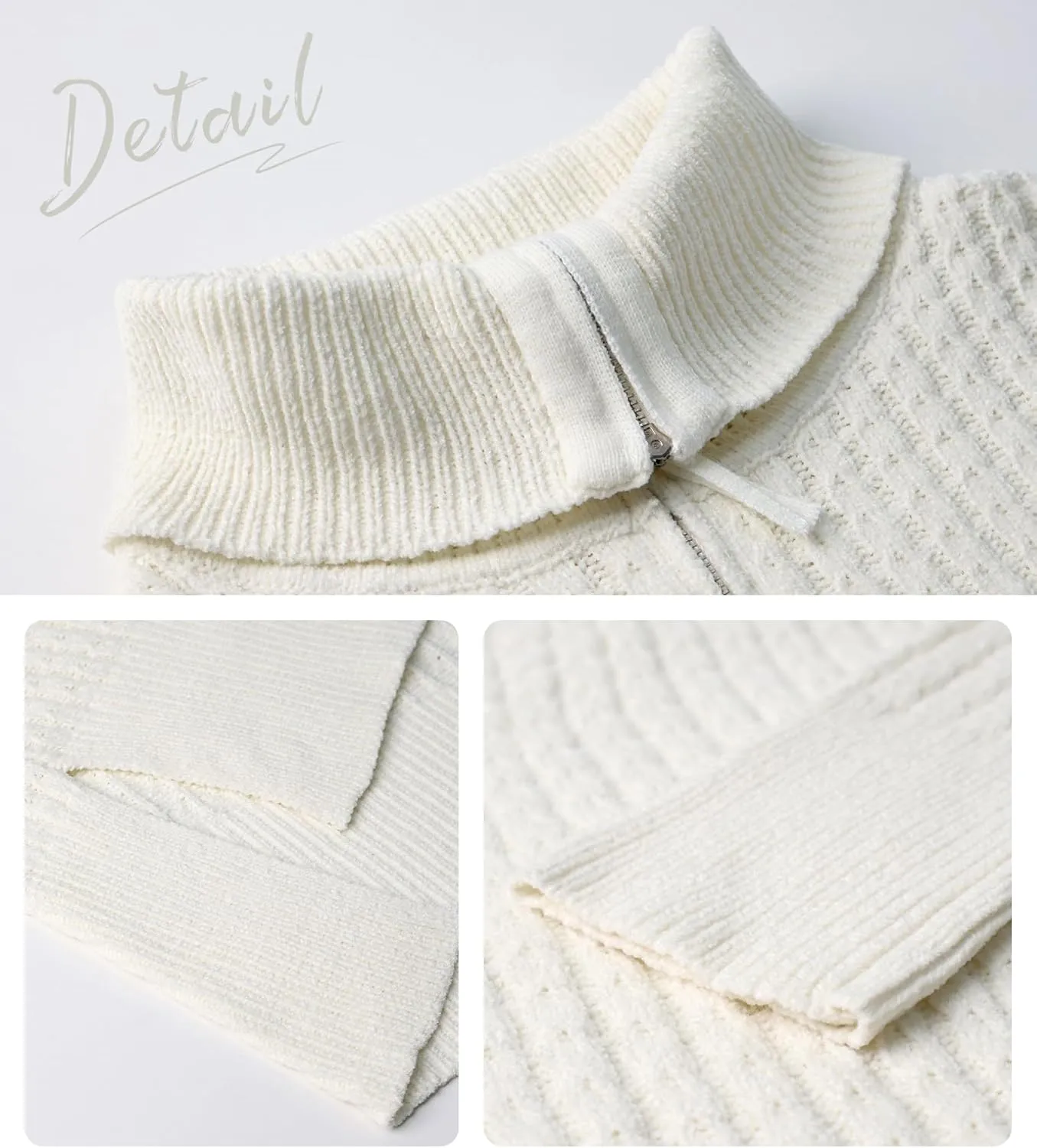 Half Zip Sweater for Women Spring Casual V Neck Long Sleeve Chenille Pullover Cable Car Quarter Zip Sweater Knit Tops