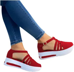 Hbeylia Women's Slip On Loafers Leather Wedge Low Heels Buckle Strap Mule Walking Shoes Sandals Oxfords Soft Comfortable Anti Slip Flats Shoes for Women Ladies