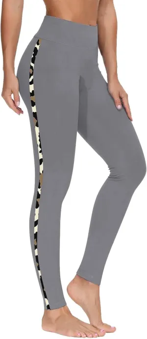 High-Waisted Stretch Yoga Pants for Women Leopard Printed Side Daily Sweatpants Stylish Casual Pant Suitable Exercise