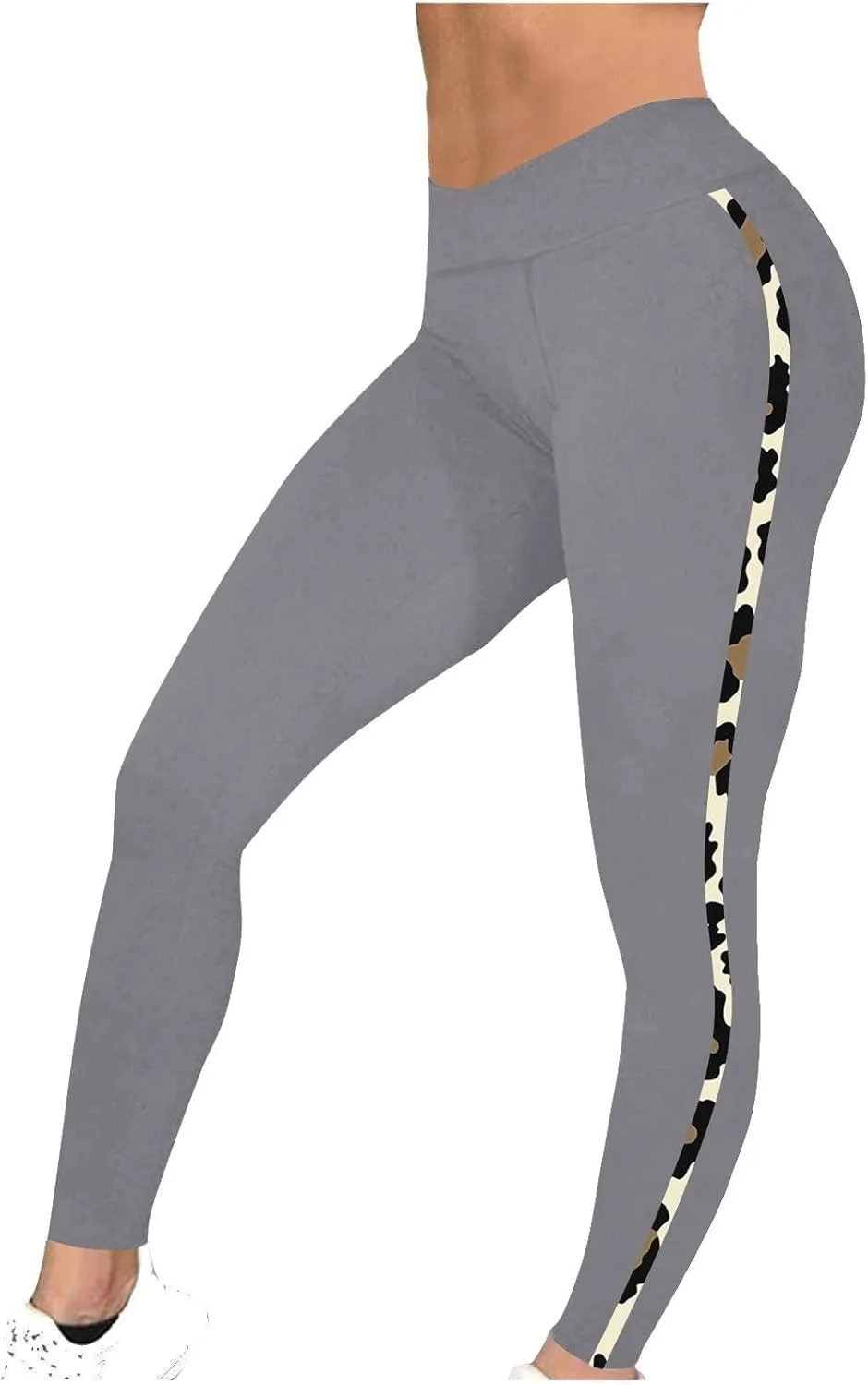 High-Waisted Stretch Yoga Pants for Women Leopard Printed Side Daily Sweatpants Stylish Casual Pant Suitable Exercise