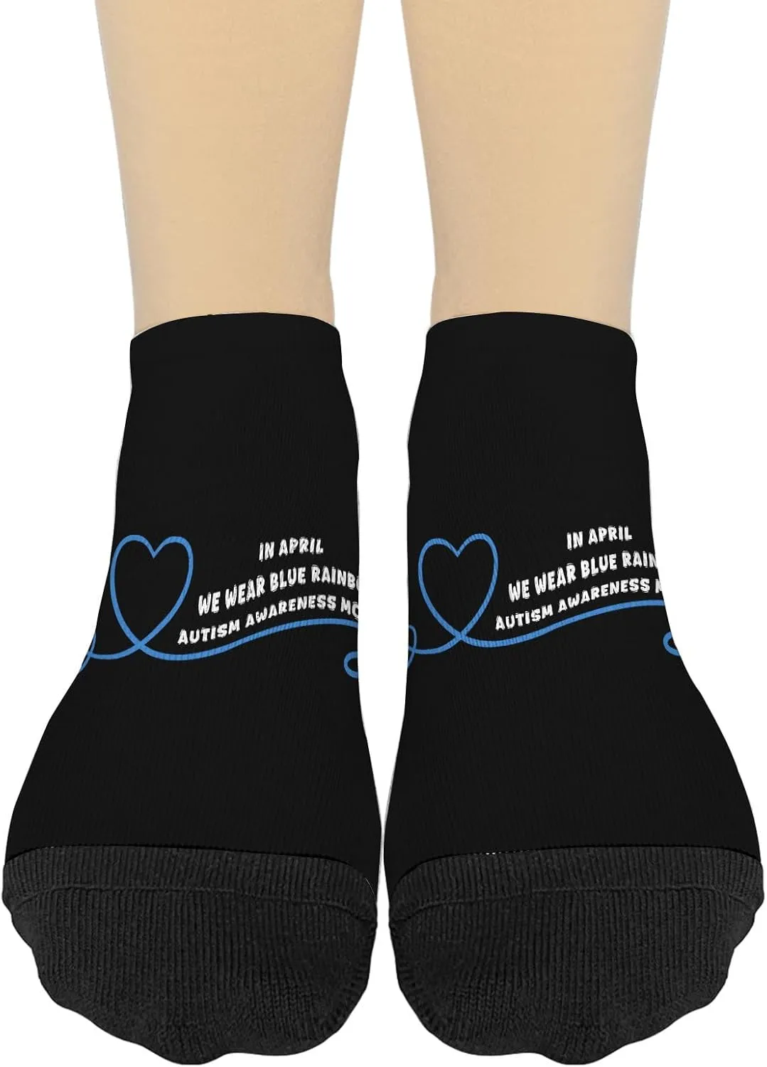 In April We Wear Blue Rainbow Autism Awareness Month Womens No Show Socks No Show Socks For Men