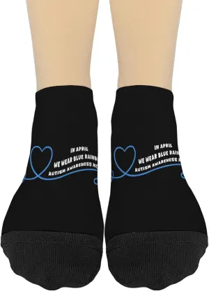 In April We Wear Blue Rainbow Autism Awareness Month Womens No Show Socks No Show Socks For Men