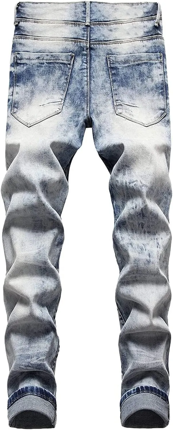 Jeans Men Slim Fit Stretch Jeans Regular Fit Straight Leg Denim Modern Men Boys Trousers Cut Basic Washed Mens Jeans