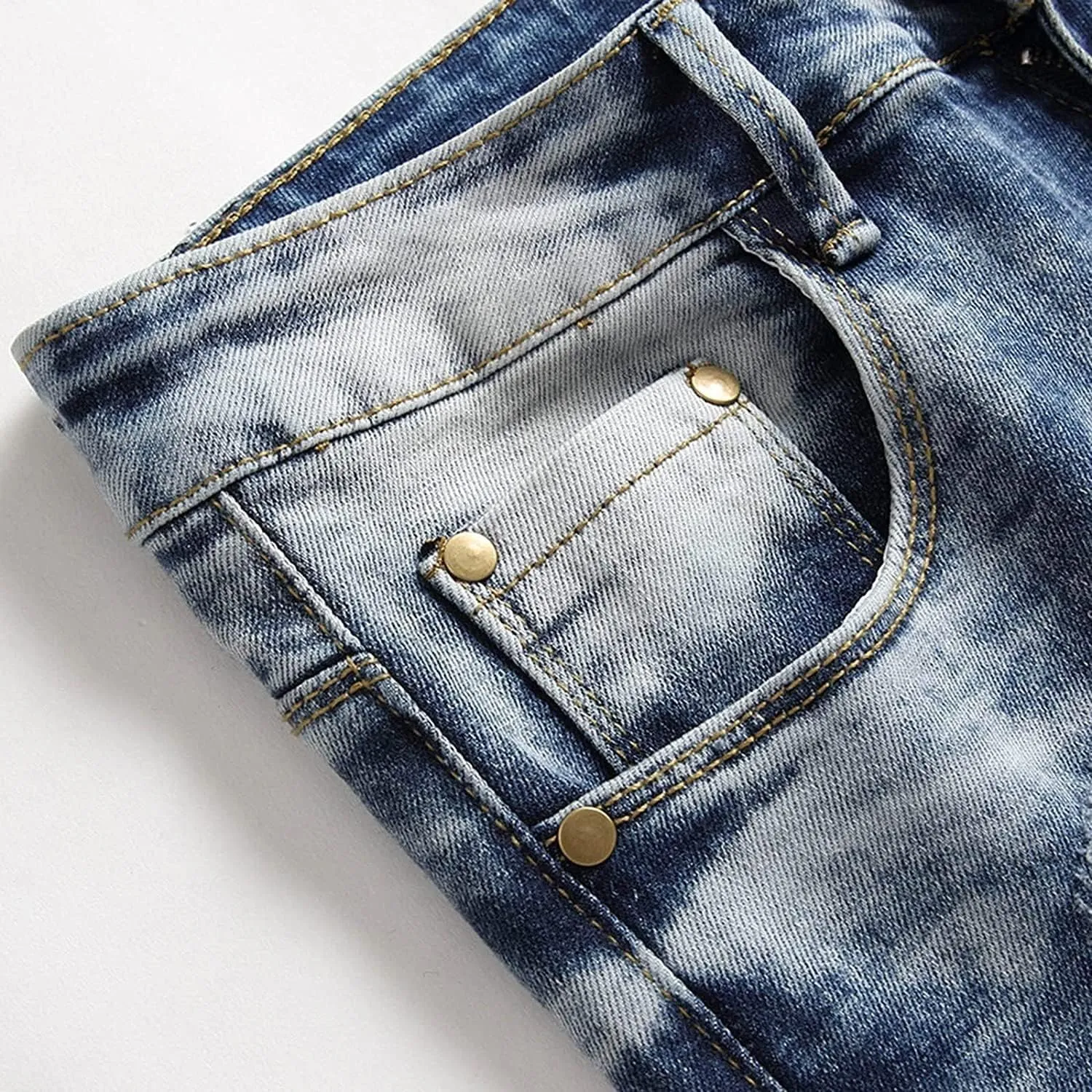 Jeans Men Slim Fit Stretch Jeans Regular Fit Straight Leg Denim Modern Men Boys Trousers Cut Basic Washed Mens Jeans