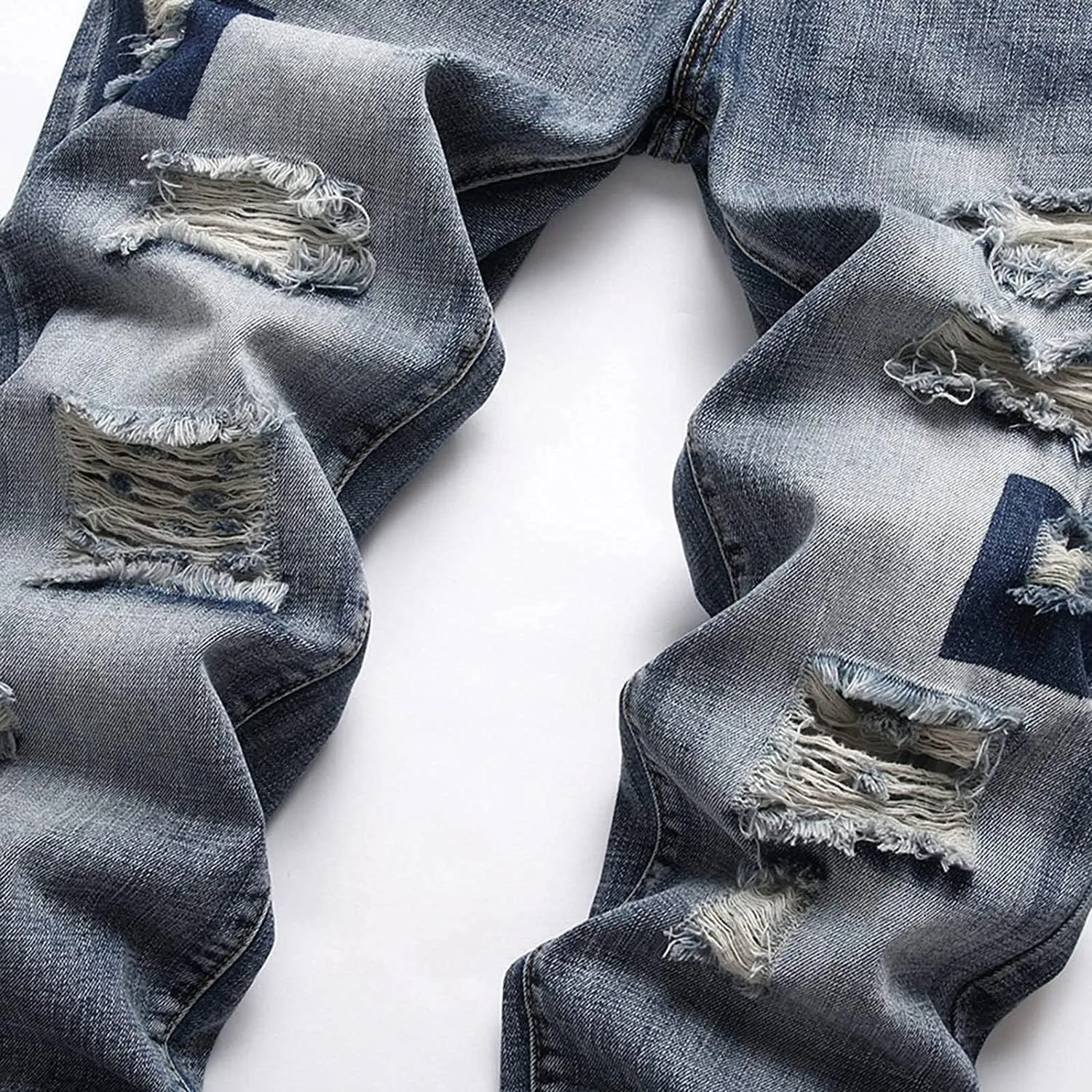 Jeans Men Slim Fit Stretch Jeans Regular Fit Straight Leg Denim Modern Men Boys Trousers Cut Basic Washed Mens Jeans