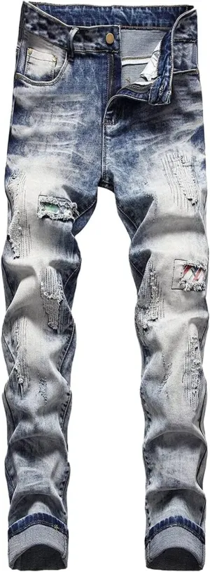 Jeans Men Slim Fit Stretch Jeans Regular Fit Straight Leg Denim Modern Men Boys Trousers Cut Basic Washed Mens Jeans