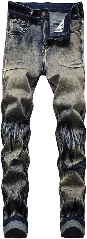 Jeans Men Slim Fit Stretch Jeans Regular Fit Straight Leg Denim Modern Men Boys Trousers Cut Basic Washed Mens Jeans