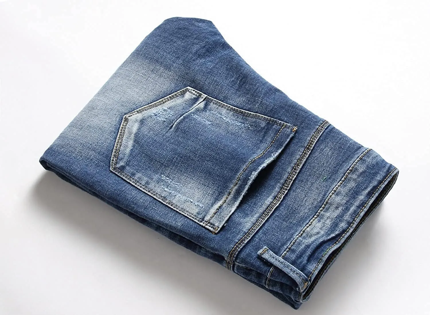 Jeans Men Slim Fit Stretch Jeans Regular Fit Straight Leg Denim Modern Men Boys Trousers Cut Basic Washed Mens Jeans