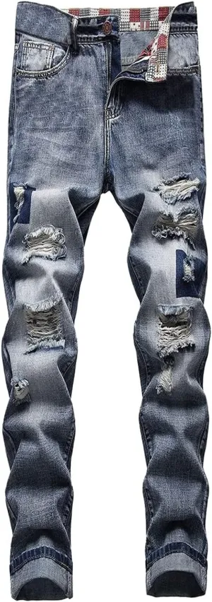 Jeans Men Slim Fit Stretch Jeans Regular Fit Straight Leg Denim Modern Men Boys Trousers Cut Basic Washed Mens Jeans