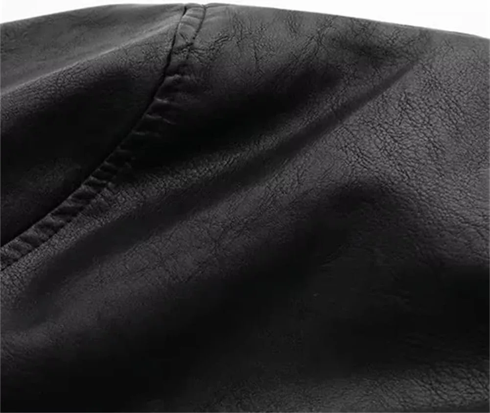 KEOMUD Women's Cropped Bomber Jacket Zip Casual Moto Biker Faux Leather Jacket with Pockets