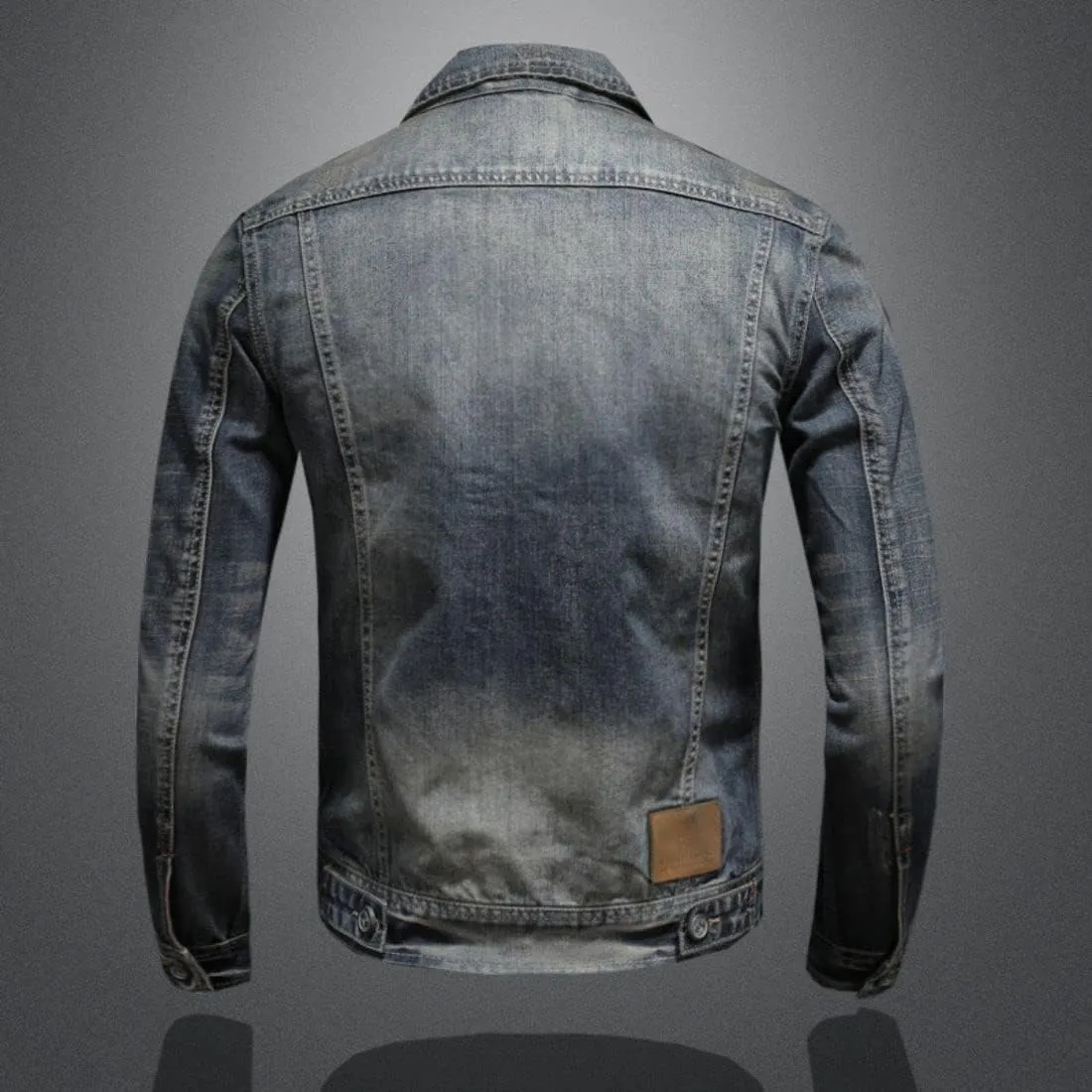 Kinkia Men's Frayed Denim Jacket Full Zip Washed Classic Casual Slim Fit Trucker Jackets Coat
