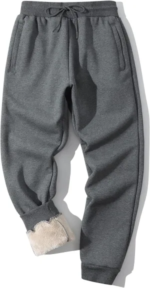 Kissonic Men's Winter Thick Warm Fleece Jogging Pants Sherpa Lined Athletic Sweatpants