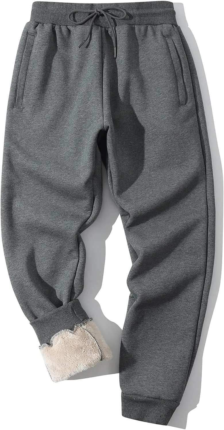 Kissonic Men's Winter Thick Warm Fleece Jogging Pants Sherpa Lined Athletic Sweatpants