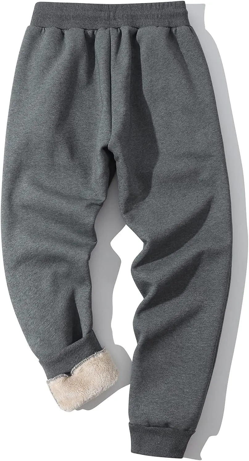 Kissonic Men's Winter Thick Warm Fleece Jogging Pants Sherpa Lined Athletic Sweatpants