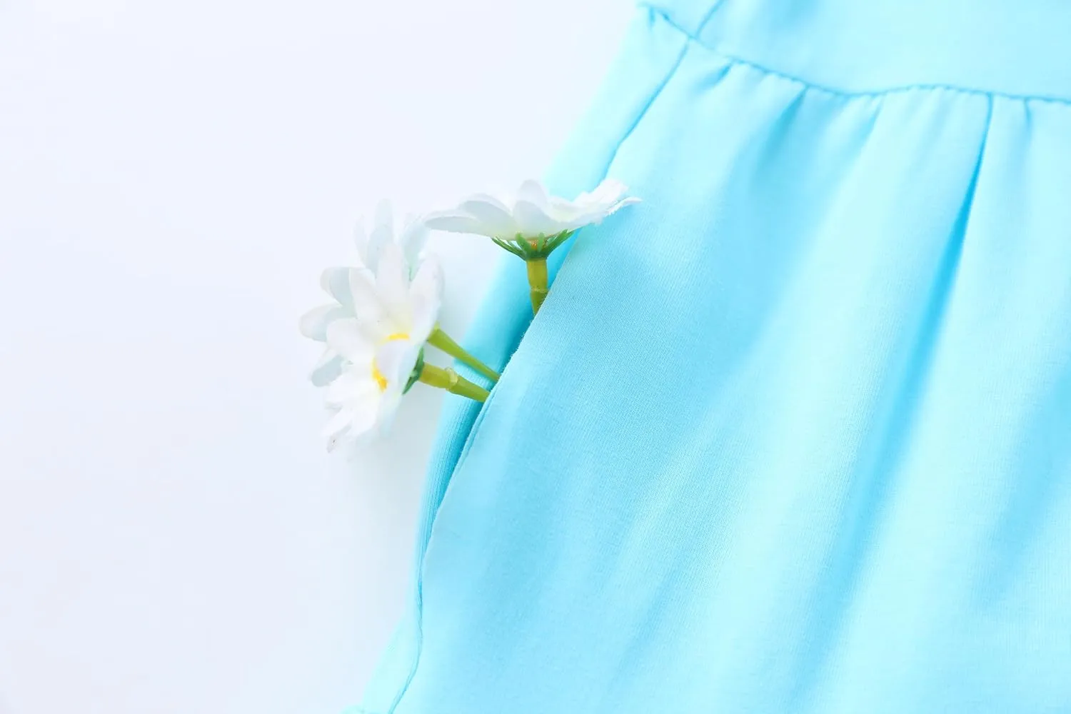 KISSOURBABY Girl's Summer Dresses Cotton Ruffled Sleeves Tiered Swing Sundress with Pockets