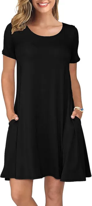 KORSIS Summer Dresses for Women Casual T-Shirt Dresses Swing Flowy Beach Vacation Sundress with Pockets (S-3XL)
