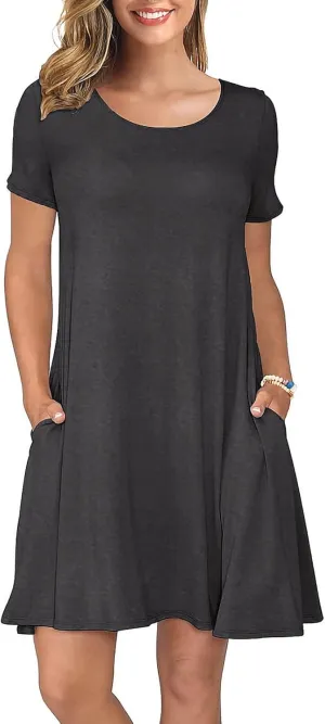 KORSIS Summer Dresses for Women Casual T-Shirt Dresses Swing Flowy Beach Vacation Sundress with Pockets (S-3XL)