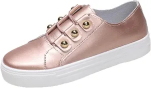 Lausiuoe Shoes For Women Sneakers Trendy Leather Shoes Low Top Slip On Sneakers Casual Comfortable Walking Flat Loafers