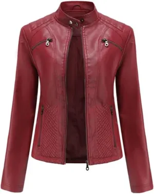 Leather Jacket Women Autumn Spring Moto Biker Zipper Jackets Faux Leather Casual Jacket