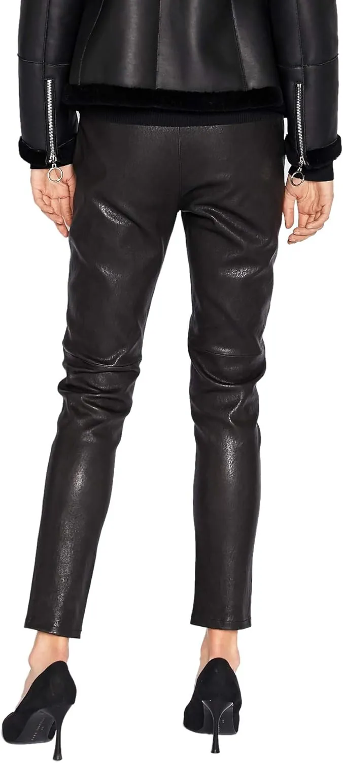 Leather Leggings for Women Stretchy High-Waisted Skinny Leather Pants Black SmartUniverseWear