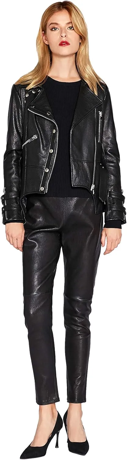 Leather Leggings for Women Stretchy High-Waisted Skinny Leather Pants Black SmartUniverseWear