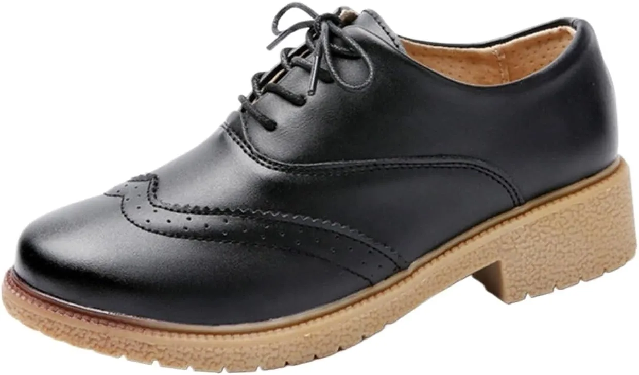 Loafers for Women Women's Leather Oxford Flat Shoes Casual Lace-Up Footwear for Everyday Comfort