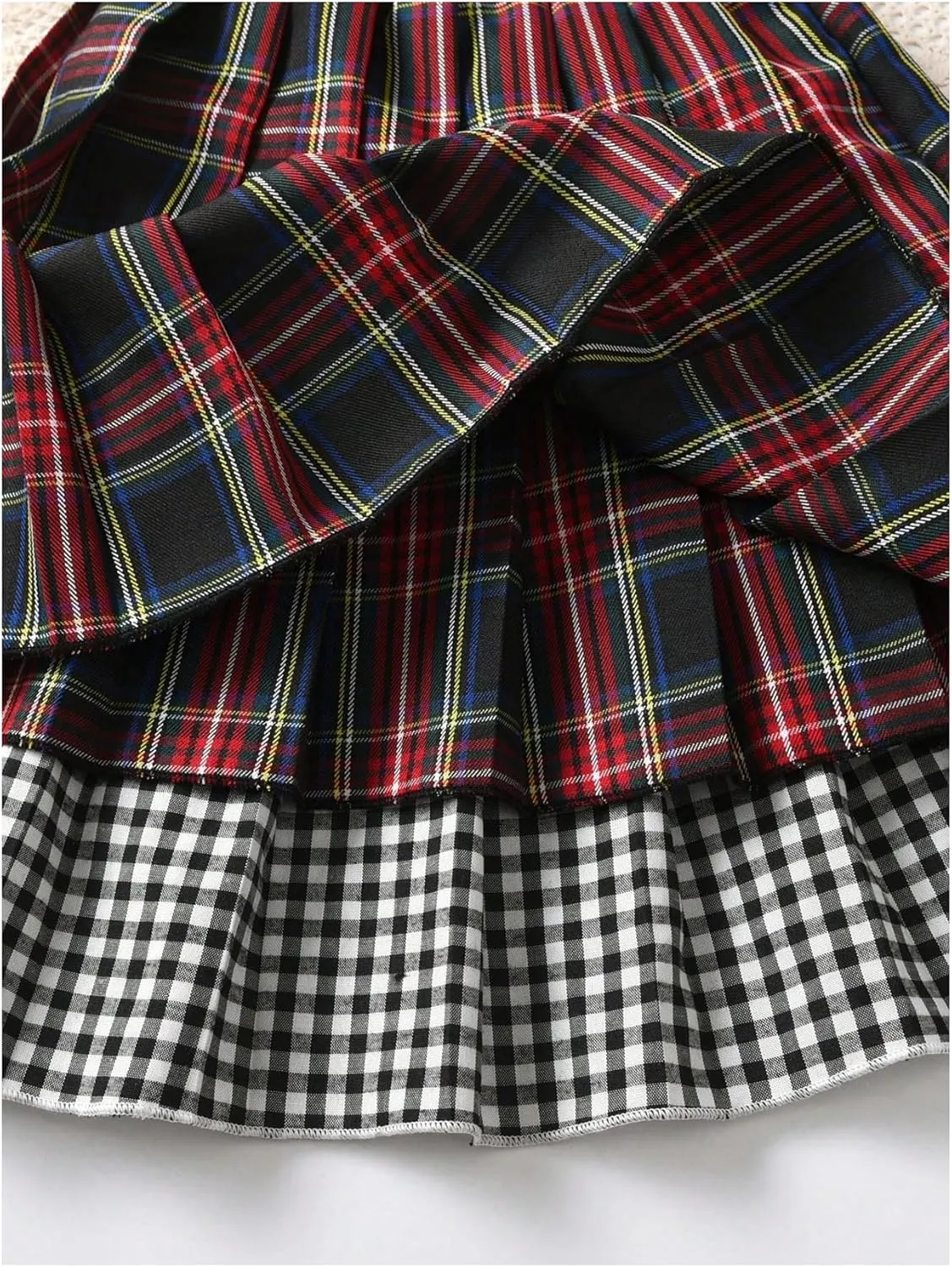 MakeMeChic Baby Girls 2 Pack Plaid High Waisted Mini Skirts JK Pleated Skirt 4-7Y