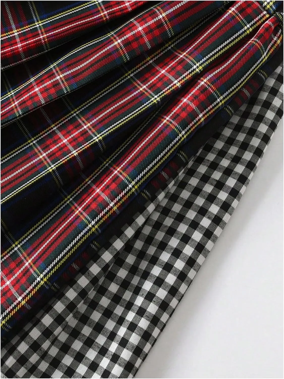 MakeMeChic Baby Girls 2 Pack Plaid High Waisted Mini Skirts JK Pleated Skirt 4-7Y